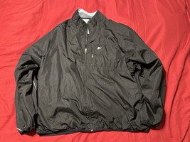 Starter 2XL Black Windbreaker Jacket Full Zip Lined Reflective Accents P... - $34.95