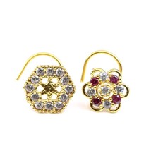 2pc Set Flower gold Plated Indian nose Studs CZ Twisted piercing nose ring - £12.00 GBP