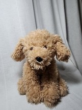 FAO Schwartz Tan Puppy Dog Lab Poodle Plush Stuffed Anima 12" Gold Bow Tie - $19.34