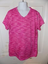 REEBOK Pink V-Neck Short Sleeve Play Dry Shirt Size XL (16) Girl&#39;s EUC - £11.42 GBP