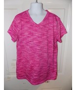 REEBOK Pink V-Neck Short Sleeve Play Dry Shirt Size XL (16) Girl&#39;s EUC - £11.48 GBP