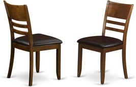 Faux Leather Seat And Espresso Solid Wood Frame Dining Room Chairs, Set Of 2. - $181.96