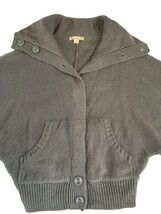 Forever 21 Gray Knit Cape Cardigan Sweater Short Sleeve Hooded Size S image 4