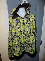 Justice Neon Yellow Daisy Athletic Full Zip Up Hoodie Jacket Size 14 Girl&#39;s EUC - £13.04 GBP