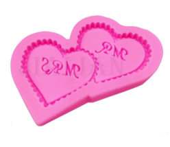 Heart Silicone Mold Mr Mrs Letters Chocolate Baking Fondant Cake Decor Moulds - £8.83 GBP