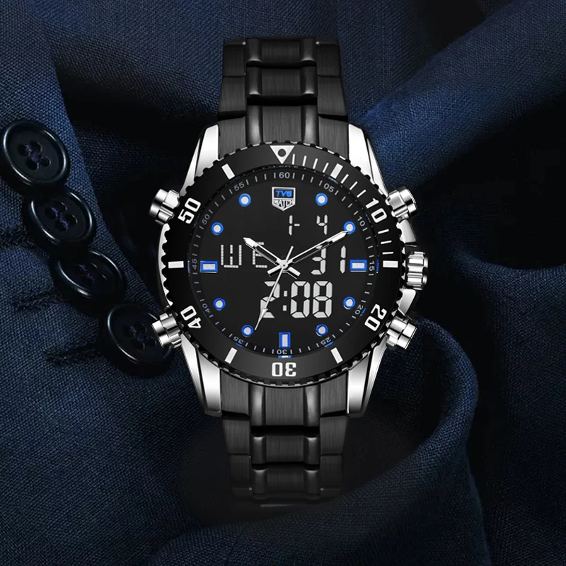 Watch 2020 Fashion Watch Men   TVG Dual Display  Stainless Steel Fashion 100M Wa - $65.76