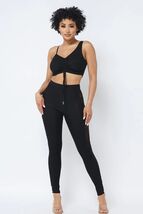 Women&#39;s Mesh Strappy Adjustable Ruched Crop Top With Matching Leggings - $364.09 MXN