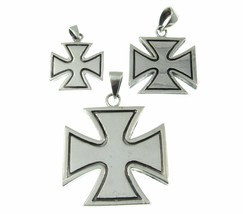 Handcrafted Solid 925 Sterling Silver Iron Cross (Croix Pattee) Pendant - £26.69 GBP
