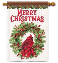 Cardinal &amp; Wreath House Flag- 2 Sided Message, 28&quot; x 40&quot; - £20.51 GBP