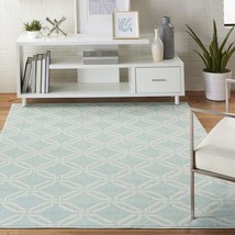 Nourison Jubilant Trellis Green 5'3" x 7'3" Area -Rug, Easy -Cleaning, Non Shedd - £62.11 GBP