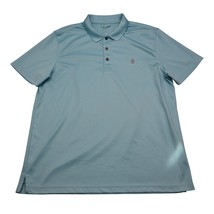 IZOD Shirt Mens L Blue Stretch Chest Button Short Sleeve Collared Golf Top - £14.90 GBP