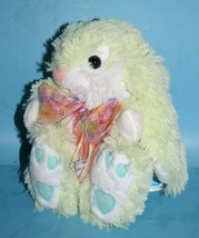 Kids of America Easter Bunny Rabbit 7&quot; Long Ear Green Plush Stuffed Bow Soft Toy - £17.79 GBP
