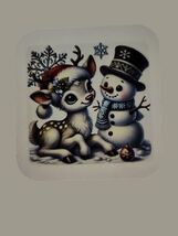Handmade Glossy Magnet – Cute Reindeer &amp; Snowman Winter Scene – Holiday ... - $6.62 CAD