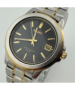 Seiko Quartz Watch V742-8119 Men 50m Dual Tone Black Dial Date New Batte... - €57,35 EUR