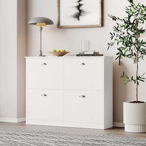 Slim Hidden White Shoe Cabinet with 4 Drawers for Entryway - $2,584.44 MXN