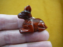 (Y-DOG-LD-564) red Egyptian GOD ANUBIS dog gemstone carving figurine statue - £11.19 GBP
