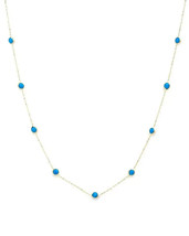 Antique Vintage Round Beaded Turquoise Necklace Sterling Silver 925 16&#39;&#39; Inches - £171.26 GBP