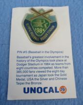 1987 Unocal 76 La Dodgers Pin #5 (Baseball In The 1984 Olympics) With Card - $3.95