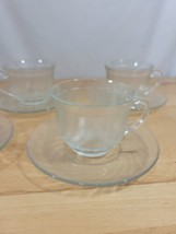Vintage Clearbrook Arcoroc France Frosted Teacups and Saucers Set of 4 textured - £19.97 GBP