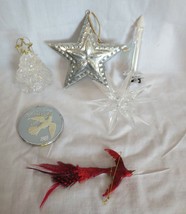 Star &amp; Tree &amp; Candle Topper Christmas Ornament  clear acrylic Tin Star Dove - £23.46 GBP