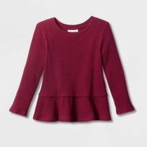 Solid Cozy Ribbed Long Sleeve Top - Cat &amp; Jack Red 2T - $9.89