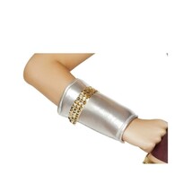 Metallic Wrist Cuffs Gold Studded Trim Padded Arm Guards Silver Costume ... - £9.61 GBP