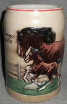 1988 Ceramarte Budweiser World Famous Clydesdale Mare &amp; Foal Tankard Mug Stein - £19.89 GBP