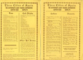 Three Cities of Spain Coffeehouse Menu Canyon Road Santa Fe New Mexico 1960&#39;s - £43.28 GBP