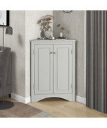 Grey Triangle Bathroom Storage Cabinet with Adjustable Shelves, Freestan... - £111.86 GBP