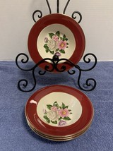 (4) Homer Laughlin Margaret Rose Maroon Band Eggshell Cavalier Fruit/Sauce Bowl - £9.10 GBP