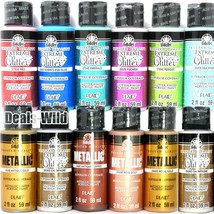 1 Metallic or Extreme Glitter Acrylic Paint FolkArt 2oz Folk Art Shiny Paints - £6.72 GBP