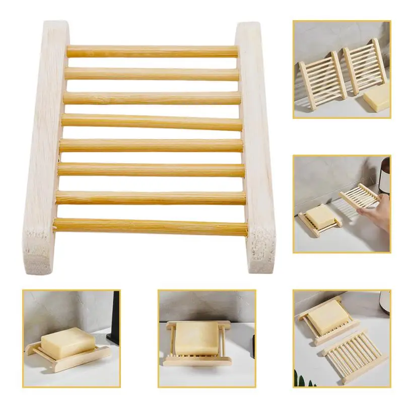 House Home Natural Wood Soap Tray Holder Dish Portable Soap Dishes Storage Bath  - £19.98 GBP