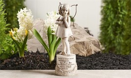 Girl Memorial Statue with Sentiment Textural Detailing 9.7&quot; High Poly Stone - £22.57 GBP