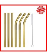 Reusable Gold Stainless Steel Straws - 6-Pack for Smoothies &amp; Thick Drinks - $28.91 CAD