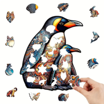 Handcrafted Wooden Penguins Jigsaw Puzzle - New - Size A5 Small - £11.72 GBP