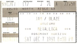 Vintage Metallica Ticket Stub December 7 1991 Rosemont Illinois - £43.50 GBP