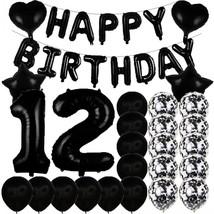 Sweet 12Th Birthday Decorations Party Supplies,Black Number 12 Balloons,12Th Foi - $23.99