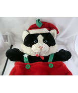 Vintage Pacific Products 3D Christmas Stocking Cat Plush Santa Hat 24&quot; K... - $26.28 CAD