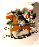 Christmas Snowman on Handmade Wooden rocking horse Very Ornate - $21.00