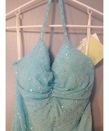 Mori Lee by Madeline Gardner - Turquoise Halter Formal Dress Size 5/6 NWT - £57.08 GBP