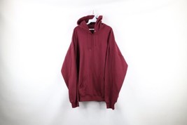 Vtg 90s Streetwear Mens 3XL Faded Blank Heavyweight Hoodie Sweatshirt Burgundy - $79.15