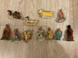 Vintage Christmas Nativity Hard Plastic Figures Set Hong Kong Christmas Decor - £59.79 GBP