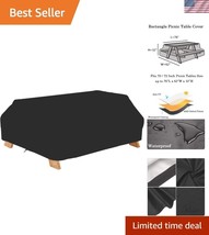 Heavy-Duty Waterproof Picnic Table Cover 70-72 Inch - Black with UV Resi... - $50.00