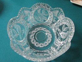 Round Bowl Crystal Cut The Byrdes Collection By Hofbauer Germany 4 X 8 1/2 - £82.37 GBP