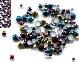 RHINESTUDS Faceted Metal 4mm MIXED Color Hot Fix iron on  2 Gross  288 P... - £4.61 GBP