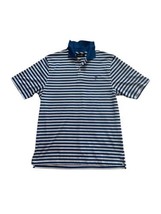 Men’s Ashworth Blue And White Striped Short Sleeve Polo Size Medium  - £10.00 GBP