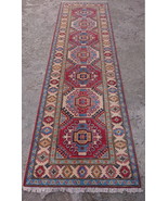 Traditional Hand Knotted Wool Caucasian Kazak 3x10 Runner Rug - $9,861.59 MXN
