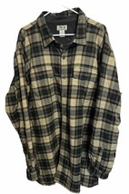 LL Bean Fleece Lined Flannel Shirt Mens XXL-Tall Green Gray Plaid - $667.09 MXN