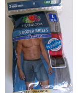 Three Fruit of the loom boxer briefs Size Large 100% Cotton Gray and Red - $17.77