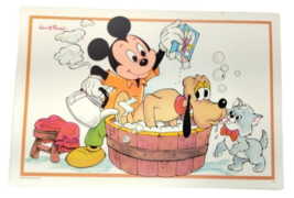 Vintage Disney Mickey Mouse and Pluto Vinyl Placemat Activity Sheet 1980s - £18.18 GBP